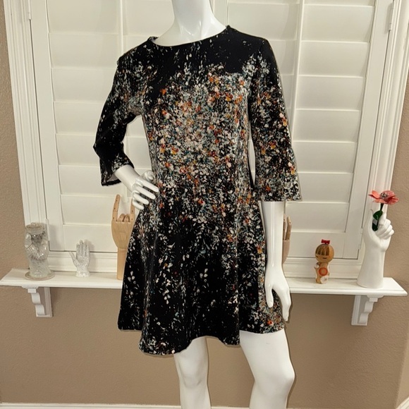 Bryn Walker Abstract Splatter Fit Flare Mini Dress - Picture 1 of 11